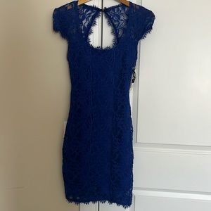 Blue lace mini dress